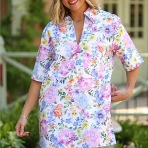 Olivaceous Multicolor Floral Tunic Dress